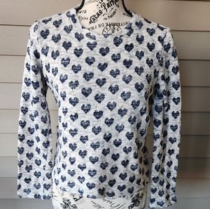 Honey Blue/Cream Heart Sweater